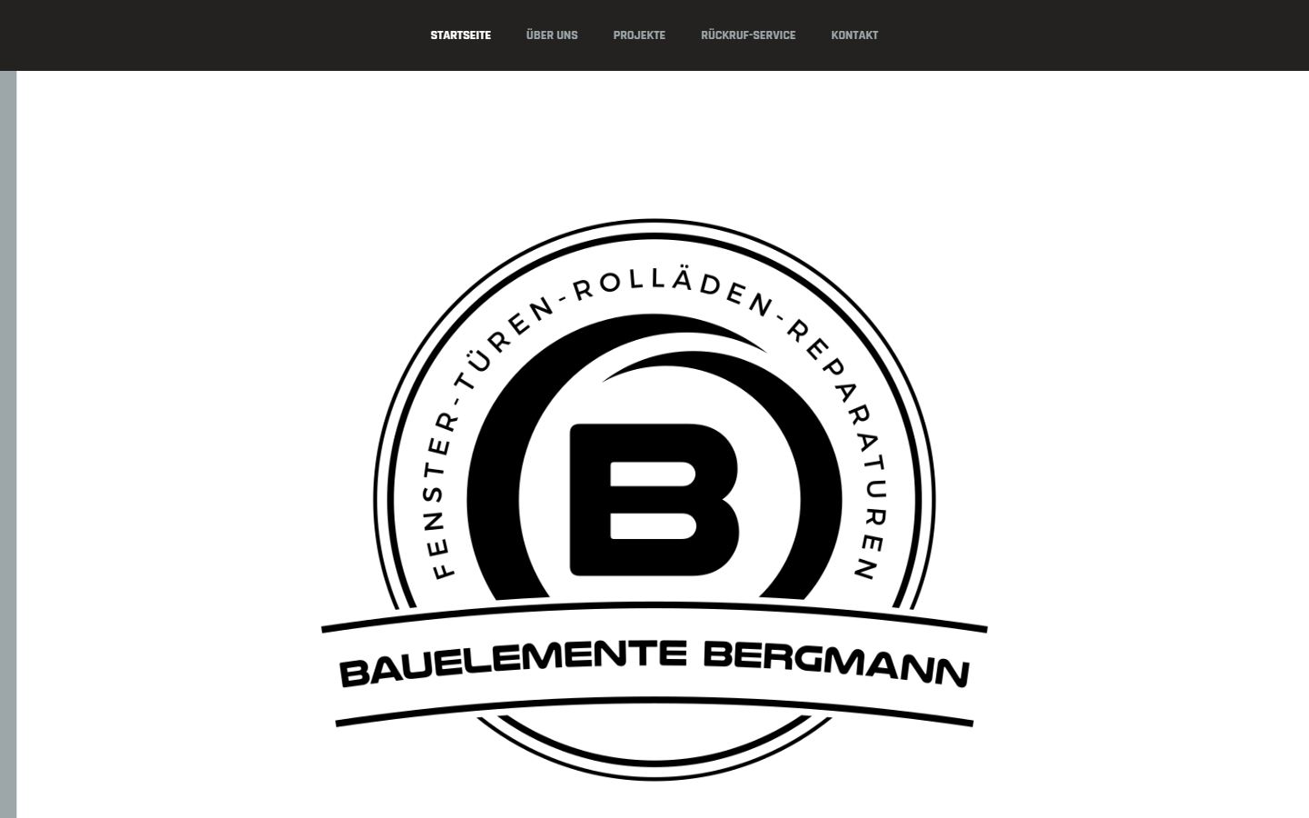 Alte Website von Bauelemente Bergmann: nur Logo, keine Botschaft